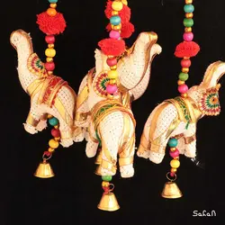 آویز برنجی و پارچه هندی فیل