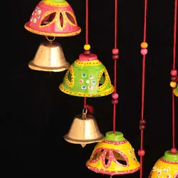 آویز برنجی و پارچه هندی چند شاخه