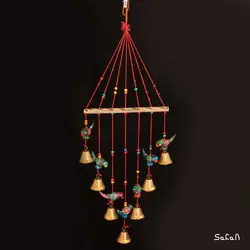 آویز برنجی و پارچه هندی چند شاخه