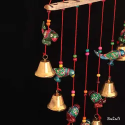 آویز برنجی و پارچه هندی چند شاخه