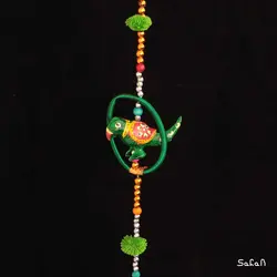 آویز برنجی و پارچه هندی