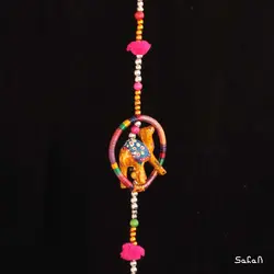 آویز برنجی و پارچه هندی