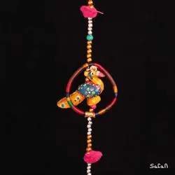 آویز برنجی و پارچه هندی