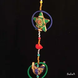 آویز برنجی و پارچه هندی