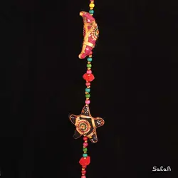 آویز برنجی و پارچه هندی