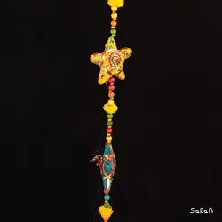 آویز برنجی و پارچه هندی