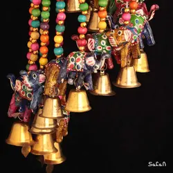 آویز برنجی و پارچه هندی فیل پله ای سایز کوچک