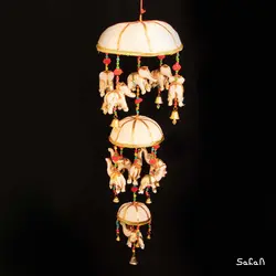 آویز برنجی و پارچه هندی فیل سه طبقه