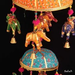 آویز برنجی و پارچه هندی فیل سه طبقه