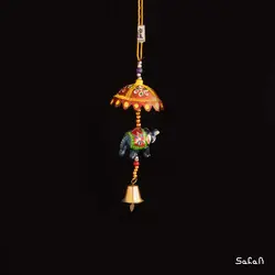 آویز برنجی و پارچه هندی چتری فیل