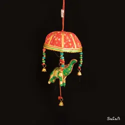 آویز برنجی و پارچه هندی چتری فیل