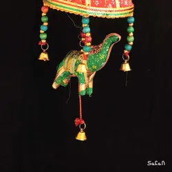 آویز برنجی و پارچه هندی چتری فیل