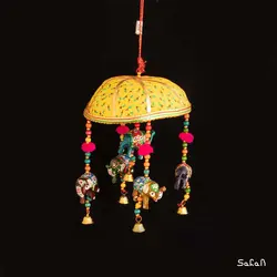 آویز برنجی و پارچه هندی چتری فیل