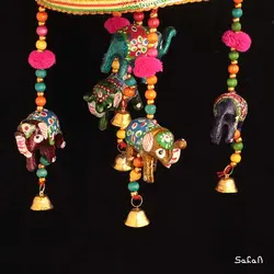 آویز برنجی و پارچه هندی چتری فیل