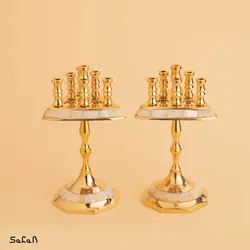شمعدان جفت برنج و صدف 5002