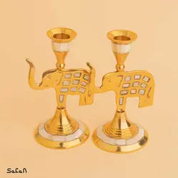 شمعدان جفت برنج و صدف 5218