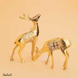 مجسمه گوزن جفت برنج و صدف 6470