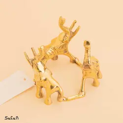 مجسمه فیل سه دوست برنج و صدف 6477