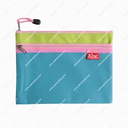 پوشه زیپ دار پارچه ای کینگ سایز  A5 رنگ آبی-سبز