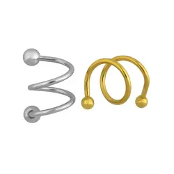 پیرسینگ گوش استیل اسپرت طلایی و نقره ای