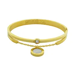 دستبند النگویی استیل زنانه طرح BVLGARI