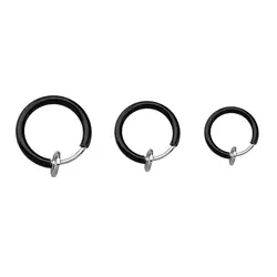 گوشواره فیک استیل حلقه ای فنری مشکی کوچک