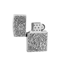 فندک گازی شعله ی شمعی طرح گل در دو رنگ نقره ای و برنجی