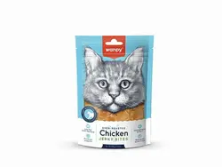 تشویقی گربه ونپی مدل chicken Jerky Bites بسته 80 گرمی - پت شاپ آنلاین اورنگ پت