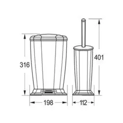 برس توالت و سطل زباله پدالی مدل ونیز ایمن آب (imenab)