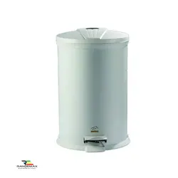 سطل زباله استیل پدالدار 20 لیتری بهاز سفید براق درب پلیمری