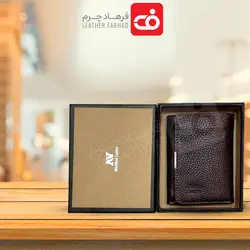 کیف پول چرم نیم جیبی سفارشی طبیعی تبریز