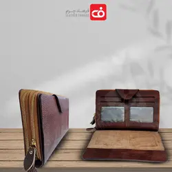 کیف دستی پاسپورتی دور زیپ آلبوم دار چرم طبیعی تبریز