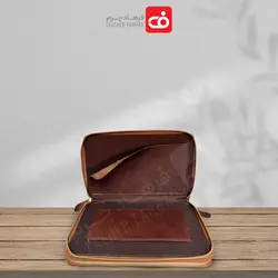 کیف دستی پاسپورتی دور زیپ آلبوم دار چرم طبیعی تبریز
