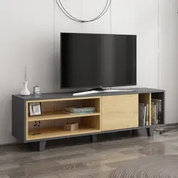 میز تلویزیون 160 سانت دو رنگ دوبل پایه دار