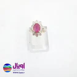 انگشتر نقره زنانه با نگین یاقوت بیضی 1.8 قیراط