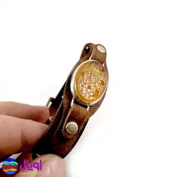 دستبند چرم شتری با نگین سندلوس 1.4 گرم