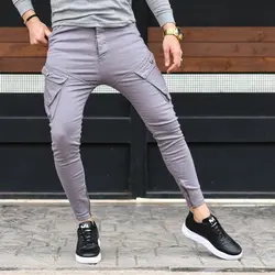 شلوار جین مردانه شش جیب خاکستری کد 13139