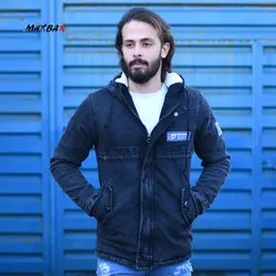 کاپشن جین کلاهدار ذغالی کد 11608