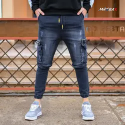 شلوار اسلش جین مردانه ذغالی کد 11943