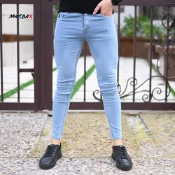 شلوار جین مردانه آبی روشن کد 11185