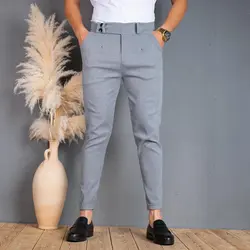 شلوار کتان مردانه طوسی کد 10677