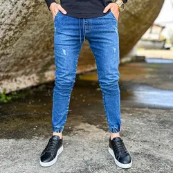 شلوار اسلش جین مردانه آبی کد 13760