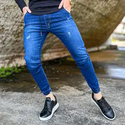 شلوار اسلش جین مردانه آبی تیره کد 13759