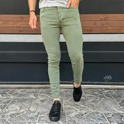 شلوار جین مردانه BERSHKA زیتونی کد 14636