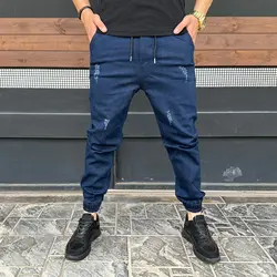 شلوار اسلش جین مردانه سرمه ای کد 14777