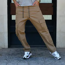 شلوار مردانه کارگو دمپا گت نسکافه ای کد 15316