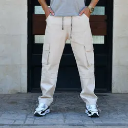 شلوار مردانه کارگو دمپا گت استخوانی کد 15317