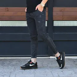 شلوار اسلش جین مردانه ذغالی کد 15285