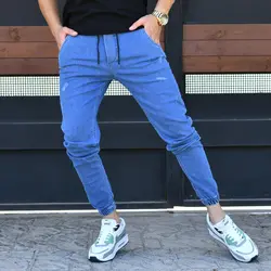 شلوار اسلش جین مردانه آبی کد 15286