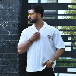 پیراهن مردانه لینن نباتی کد 15500